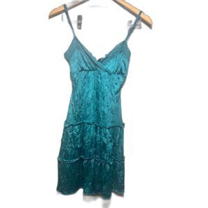 y2k VTG Volume One Dresses XS Teal Blue Empire Waist babydoll mini whimsygoth